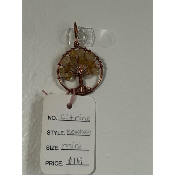 Handmade Copper and Serpentine Crystal Tree of life 3.5x2” Wall Decor - Picture 2 of 5